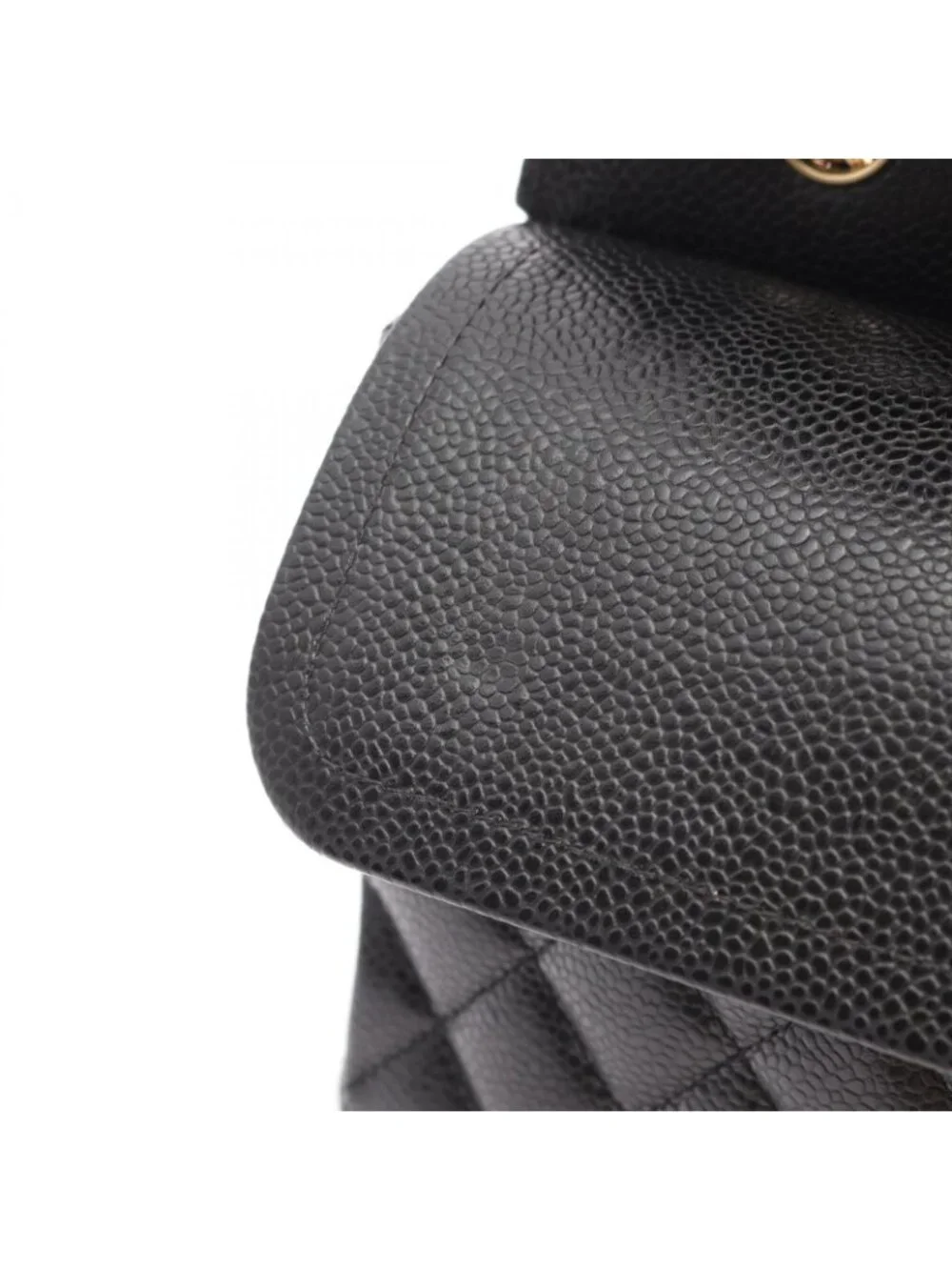 Chanel Shoulder Bag Quilted Double Flap Black Caviar Leather Chain